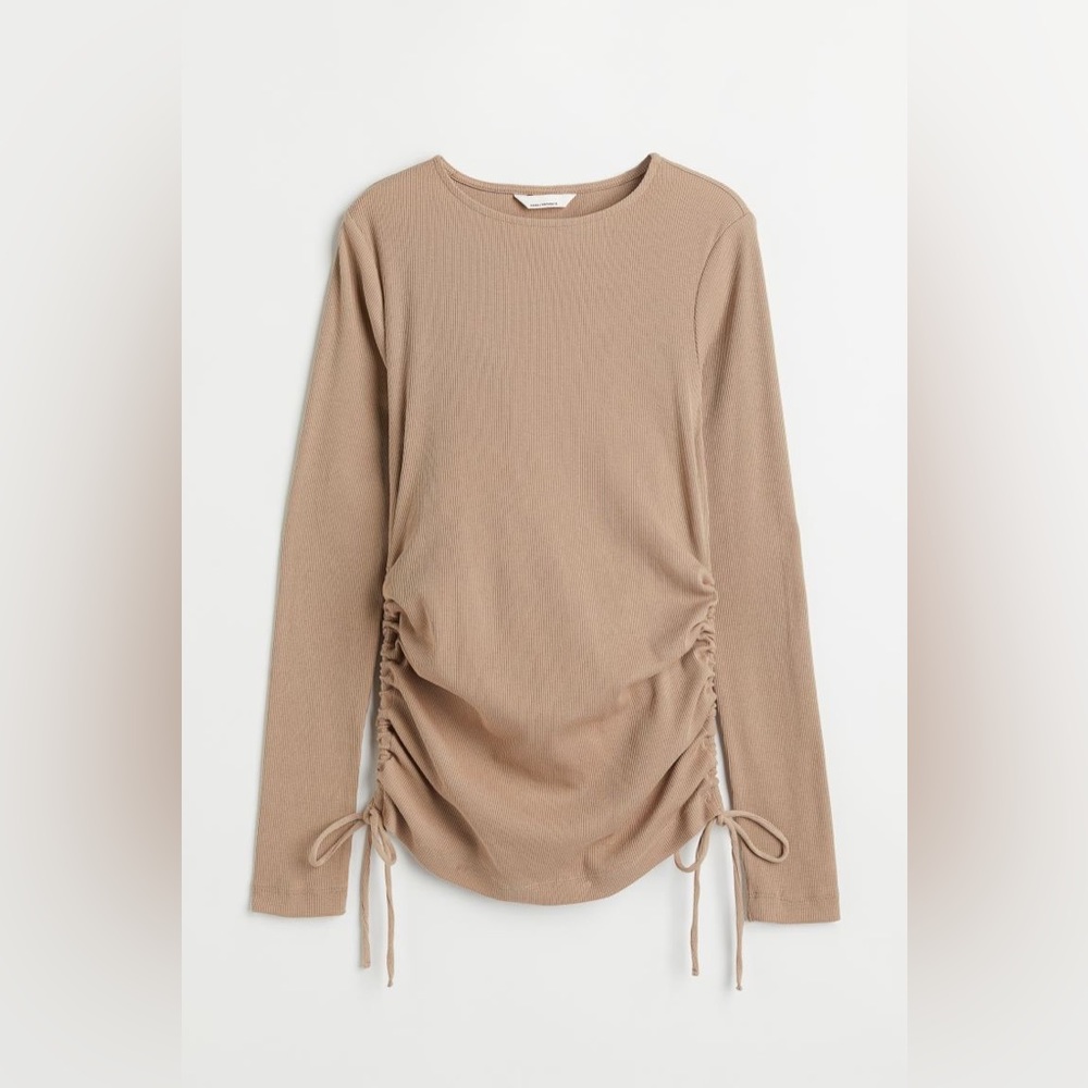 H&M Maternity Ribbed Cotton Top with Drawstring